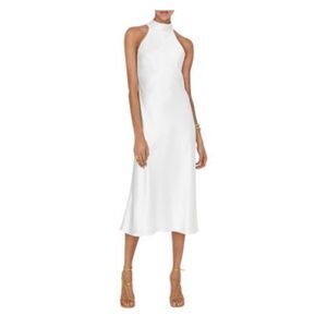 GALVAN LONDON Womens White Lined Tie Back Sleeveless Midi Cocktail Shift Dress 8